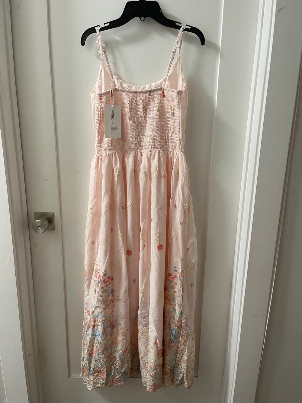Women’s ' Light Pink Floral Embroidered Maxi Dress - Picture 7 of 7
